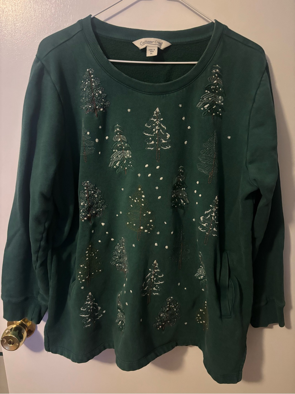 Vintage Feminine Coldwater Creek Embellished Christmas Tree Crewneck Sweater